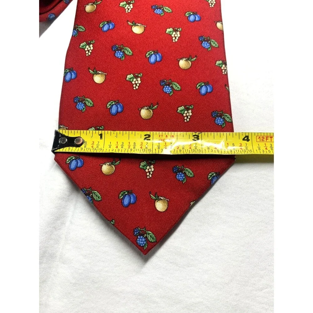 Brooks Brothers Makers Tie Mens Red All Silk Fruit Print Made USA Fabric Italy